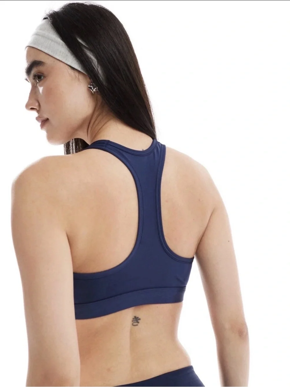 Nike Women's Medium Swoosh Medium Support Padded Racerback Sports Midnight Navy